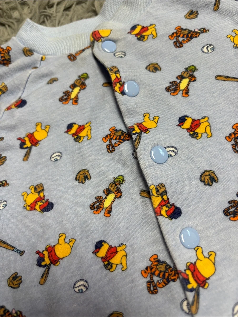 Rare Vintage Disney Baby Light Blue Winnie the Pooh Pajama Set